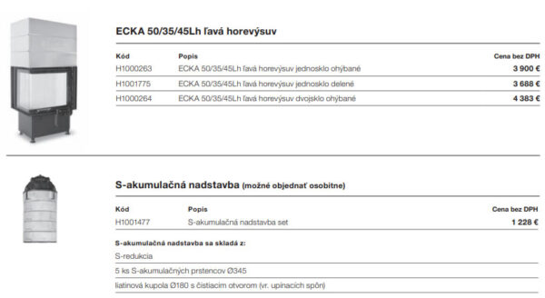 Krbová vložka HOXTER ECKA 50/35/45Lh ľavé presklenie , vysúvacie dvierka hore