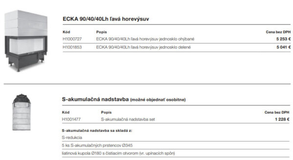 Krbová vložka HOXTER ECKA 90/40/40Lh ľavé presklenie , vysúvacie dvierka hore