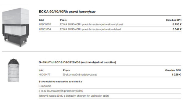 Krbová vložka HOXTER ECKA 90/40/40Rh pravé presklenie, vysúvacie dvierka hore